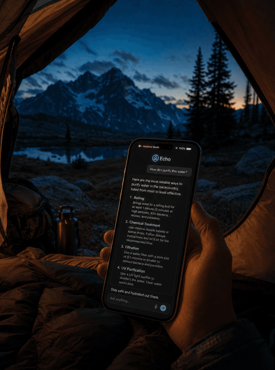 offgrid:AI iOS app offline conversation screen