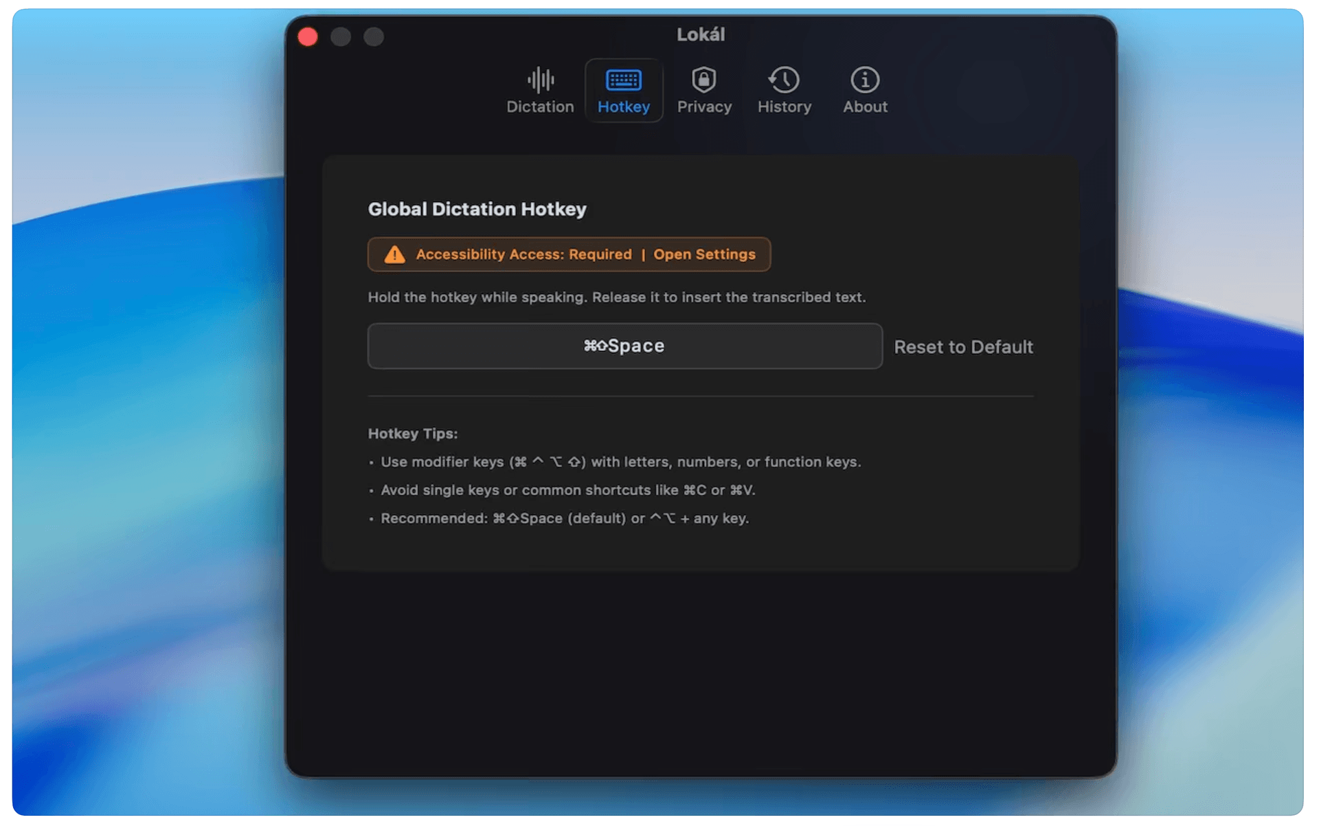 Lokál — one-time $4.99 purchase on Mac App Store, multi-language support, no subscription or hidden fees