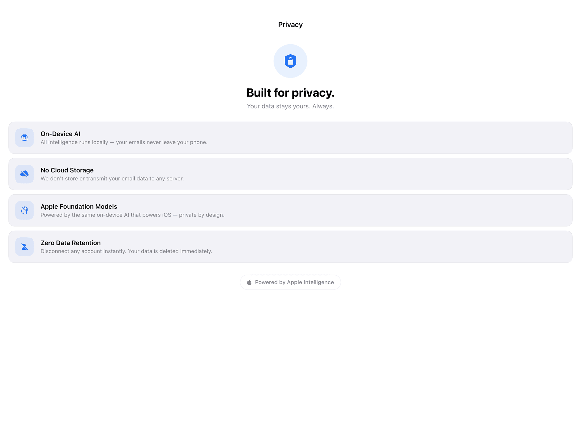 Sorto privacy architecture — all processing stays on your device
