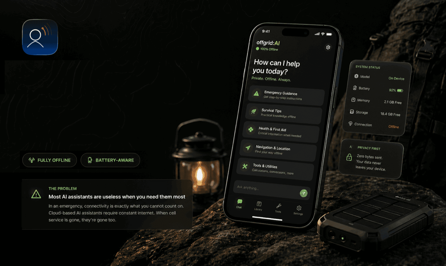 ECHO Survival AI offline privacy architecture