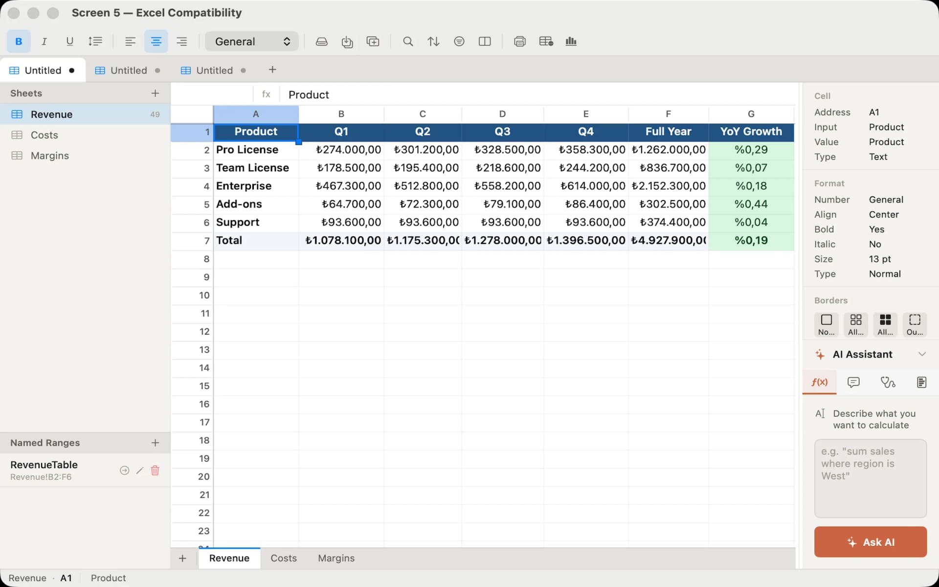 Sheetforge Excel compatibility — import and export .xlsx