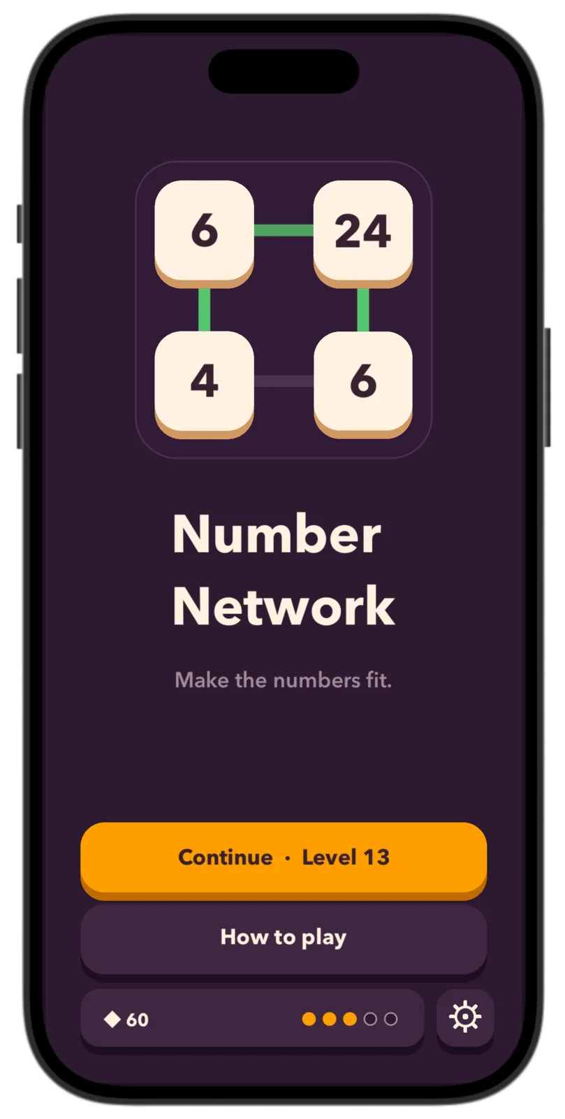 Number Network home screen showing the connected-number motif and campaign progress